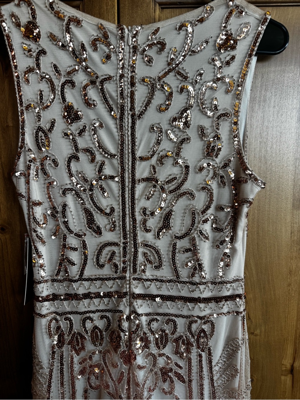 Lulu's Blush Champagne Sequin V-Neck Prom/Gala Dress - Picture 4 of 11